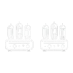 Pictogramme simplifié représentant la catégorie des amplificateurs monoblocs avec deux appareils côte à côté équipés de trois gros tubes chacun