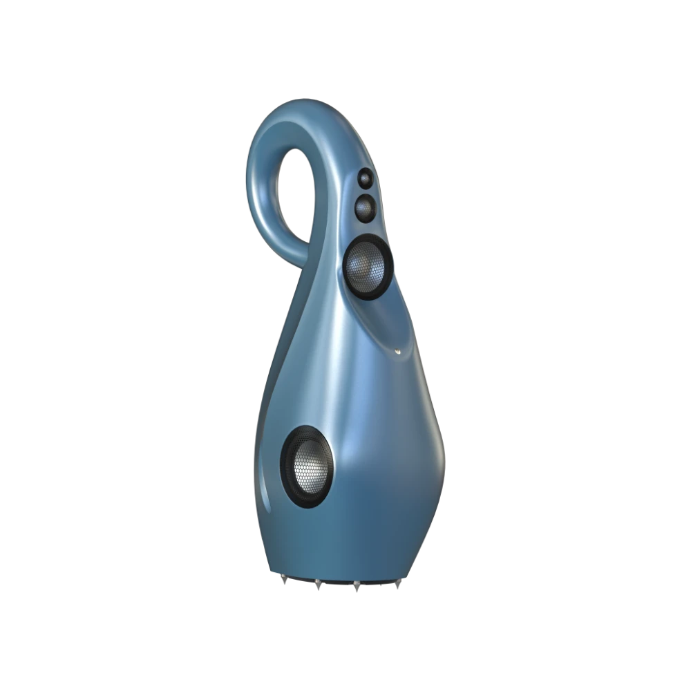 Enceinte passive Vivid Audio Giya G3 Cu bleue vue de côté sur fond transparent