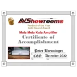 Distinction "Certificate of Accomplishment" par AVShowrooms