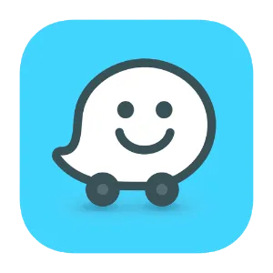 Logo de l'application Waze permettant de calculer l’itinéraire vers 1877.audio